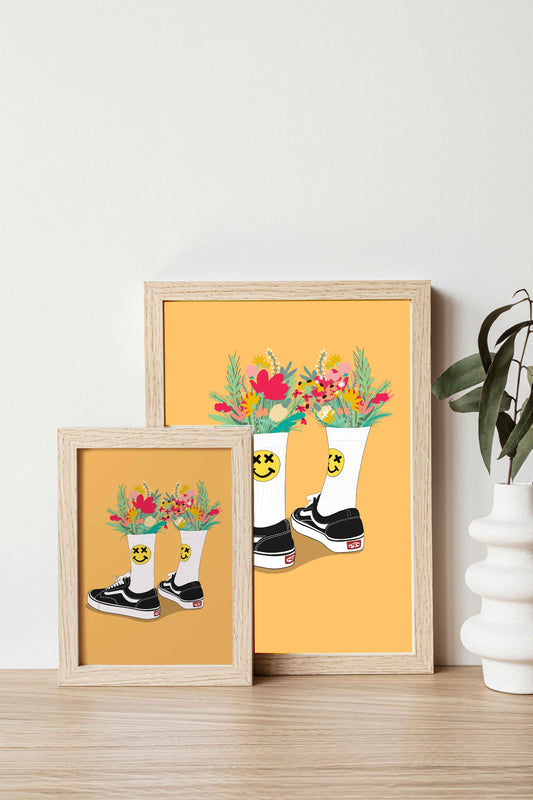 Sneakers en fleur Poster