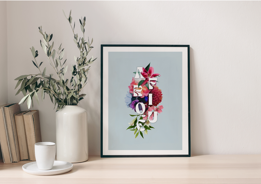 Affiche typographie Afrique. Une illustration imprimée sur un papier de qualité aux formats 30 par 40 cm et 50 par 70 cm en 300 grammes