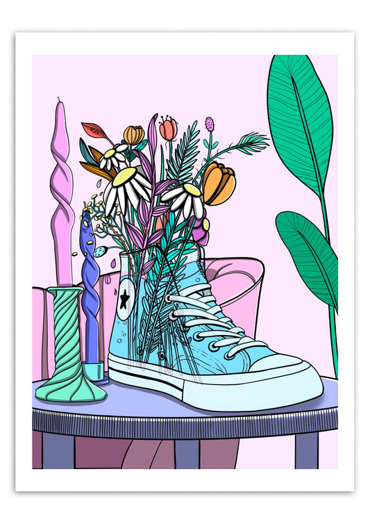 Affiche bouquet de fleur. Une illustration imprimée sur un papier de qualité aux formats 30 par 40, en 40 et 21 par 29,7 cm en 200 grammes.