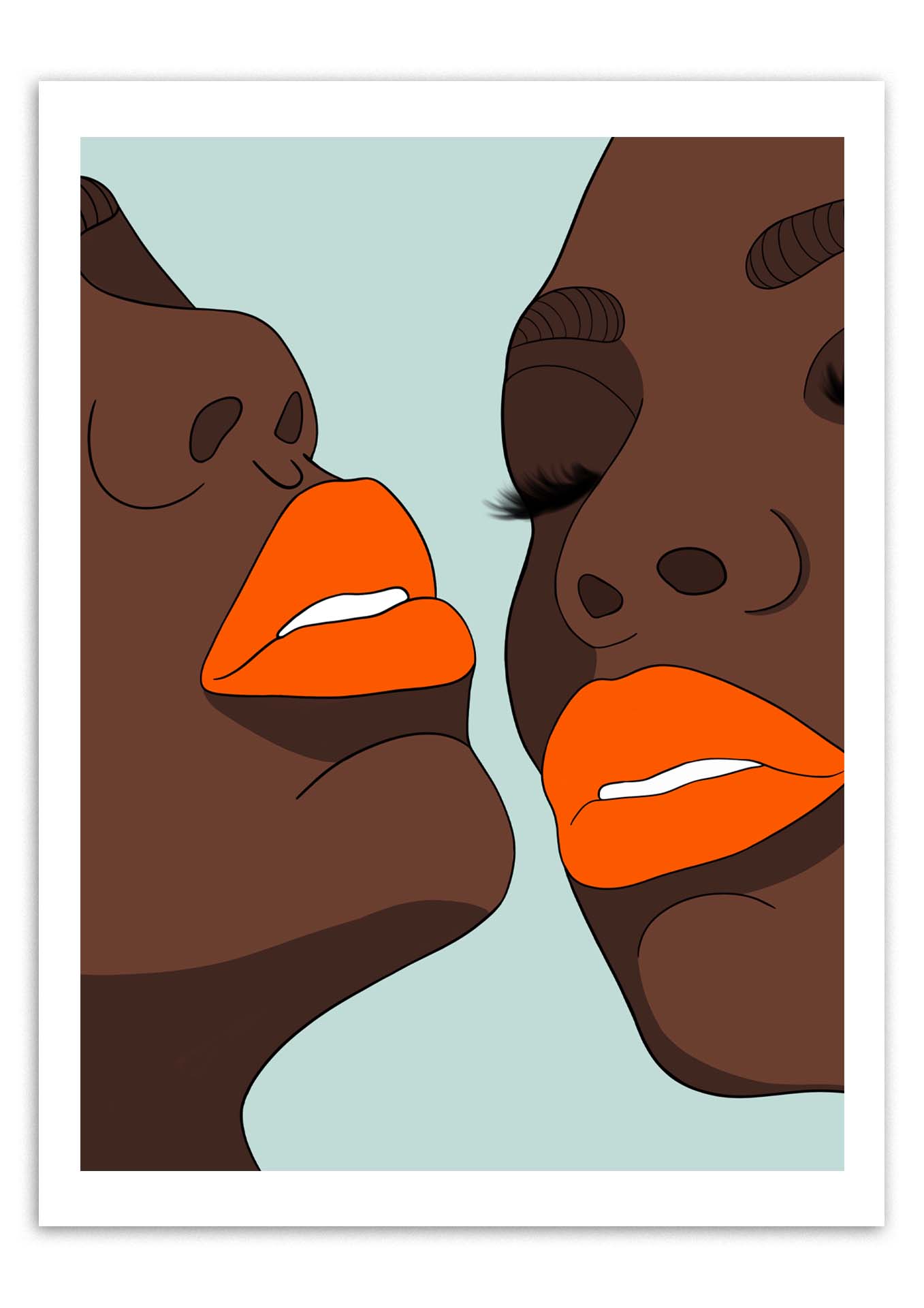 Affiche orange lips. Une illustration imprimée sur un papier de qualité aux formats 30x40 cm, et 21x9,7 cm, papier en 200 grammes.