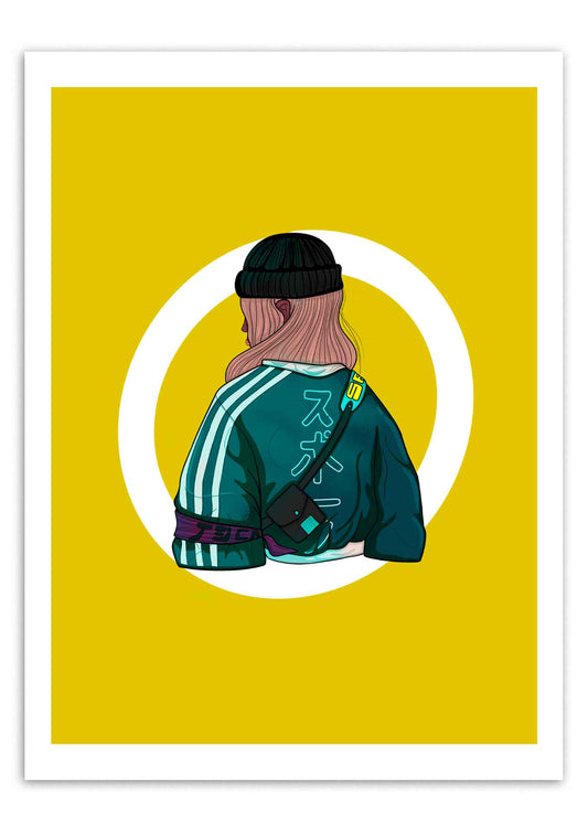 Affiche japan streetwear. Une illustration imprimée sur un papier de qualité aux formats 30 par 40, en 40 et 21 par 29,7 cm, en 200 grammes.