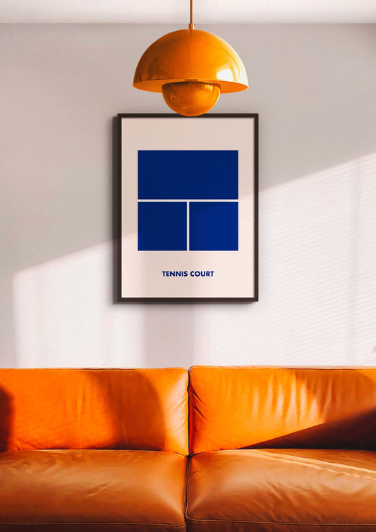 Affiche tennis court blue. Format 30 par 40 cm. Décorer votre intérieur avec cette affiche aux couleurs vives. Un bleu vibrant.