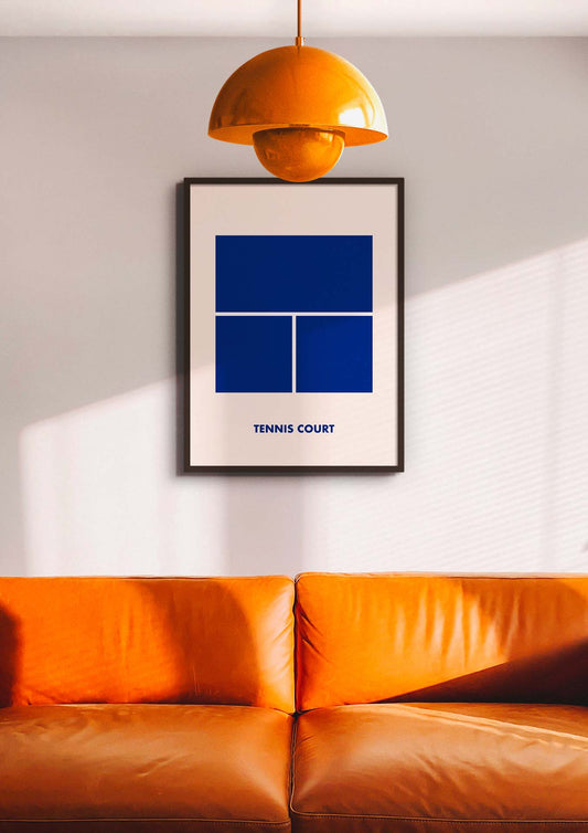 Affiche tennis court blue. Format 30 par 40 cm. Décorer votre intérieur avec cette affiche aux couleurs vives. Un bleu vibrant.