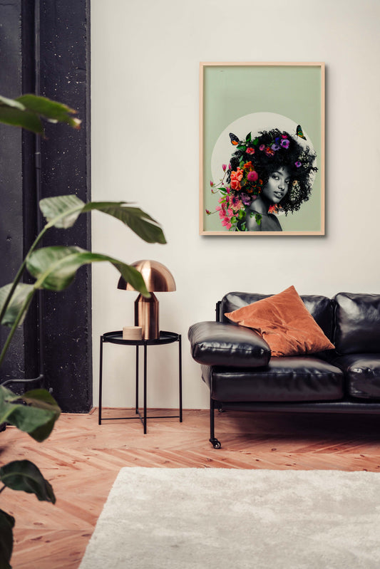 Affiche portrait femme africaine solkem. Format 30 par 40 cm