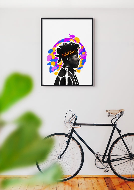 Affiche portrait homme africain streetwear. Format 30 par 40 cm